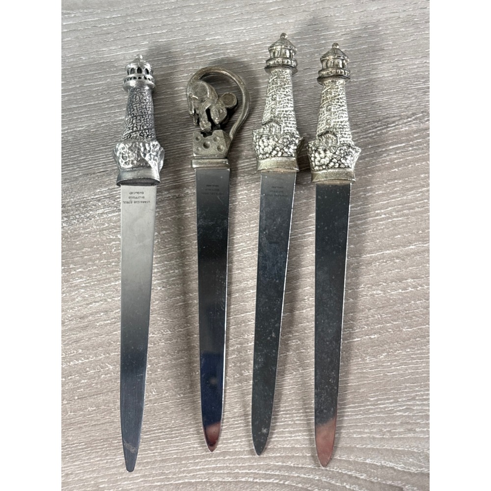 Vintage Lighthouse Letter Opener Set‎ Sheffield England Stainless Steel Nautical